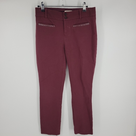 Anthropologie The Essential Slim Trousers Red Ankle Crop Pant Size 2 - Picture 2 of 11